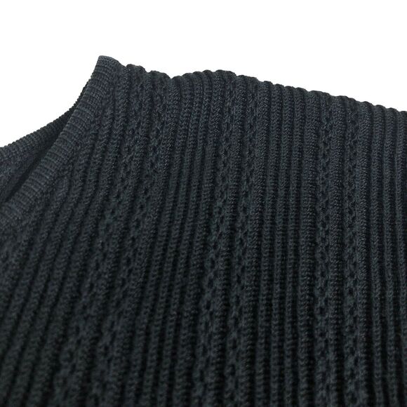 Neiman Marcus Exclusive Sweater Top Womens Small Black Silk Short Sleeve Knit - Picture 4 of 14